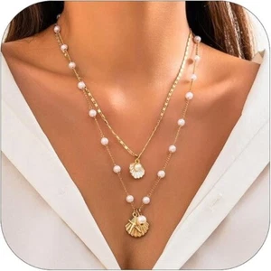 Necklace for Women | Adjustable Layered Shell Charm for Summer Outfits - Picture 1 of 6