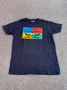 Levis Hemd Herren M Schwarz Kurzarm Freizeit Baumwolle Red Tab Spell Out Logo Men - Bild 1 von 8