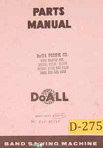 Doall D-10-0, 1 3 and 4, Surface grinder Parts Manual 1962 - Picture 1 of 1