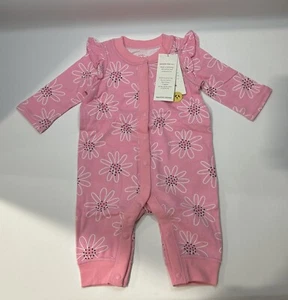 Baby Adaptive Daisy Long Sleeve Romper - Cat & Jack Pink 0-3M - Picture 1 of 2