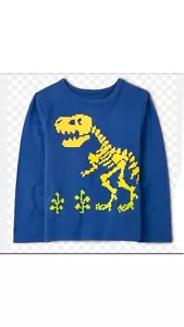 Dinosaur Toddler Boys Graphic T-Shirt Long Sleeves Round Neck Navy Size 5T - Picture 1 of 2