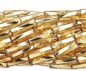 Cuentas de corneta de tubo de vidrio dorado metálico Hank (920) (6 mm) de 1/4 de pulgada de largo #3 * - Imagen 1 de 2