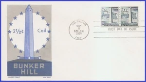 USA7 #1056 U/A CACHET CRAFT FDC Line Pair2 Bunker Hill Monument - Picture 1 of 1