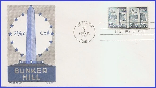 USA7 #1056 U/A CACHET CRAFT FDC Line Pair2  Bunker Hill Monument - Image 1 of 1