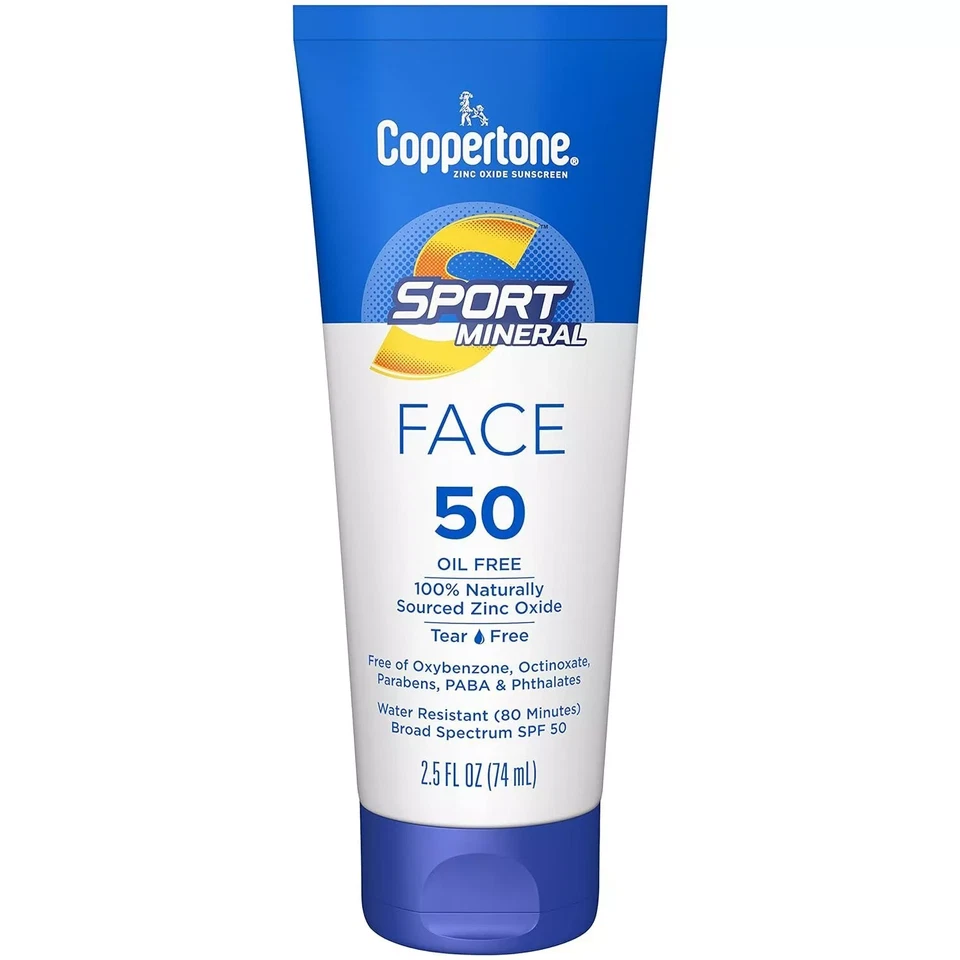 LOTE DE 50 protectores solares faciales Coppertone SPORT óxido de zinc mineral FPS 50 2,5 oz LEER Foto 1 de 2