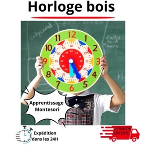 Horloge Enfant MONTESSORI Couleur Apprentissage Ecole Educatif Aide Scolaire - Foto 1 di 2