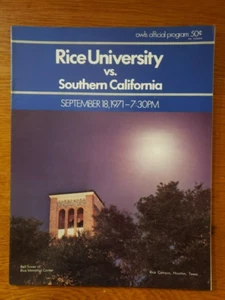 1971 Rice Owls Vs USC Southern California Trojans College Football Program NM - Picture 1 of 2