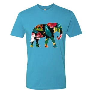 Exotic Floral Elephant T shirt. Tropical flowers African Animal elephant lovers - Picture 1 of 19