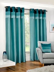 SEATTLE TEAL. Metal Ring Top / Eyelet Fully Lined Curtain Range & Cushion Covers - Picture 1 of 5