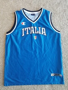 Camisa sin mangas Champion Italia para hombre XL azul cosido logotipo bordado Italia - Imagen 1 de 10