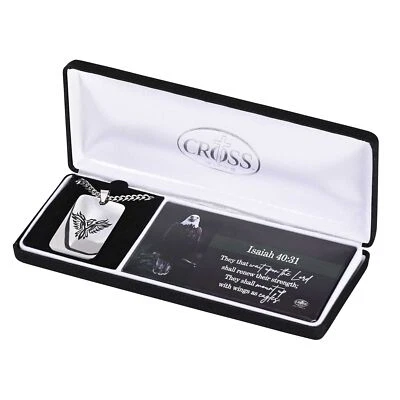 Dogtag Isaiah 40:31 Eagle Silver 24 inStainless Steel Necklace In Black - Изображение 1 из 2