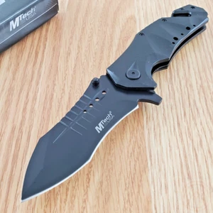 MTech Rescue Linerlock A/O Folding Knife 3.88" Steel Blade Black Aluminum Handle - Picture 1 of 11