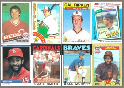 1980's MLB card lot Rose Ripken Brett Ozzie Murphy Gwynn 8 card lot - Image 1 of 2