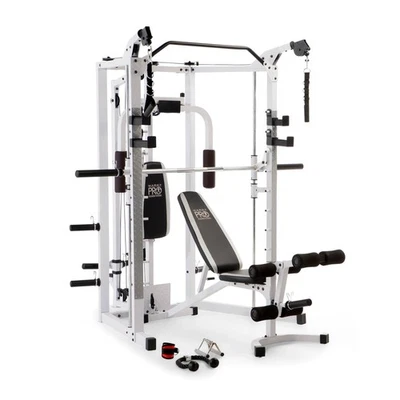 Marcy 5276 Combo Smith Heavy-Duty Total Body Strength Home Gym Machine, White - Image 1 of 4