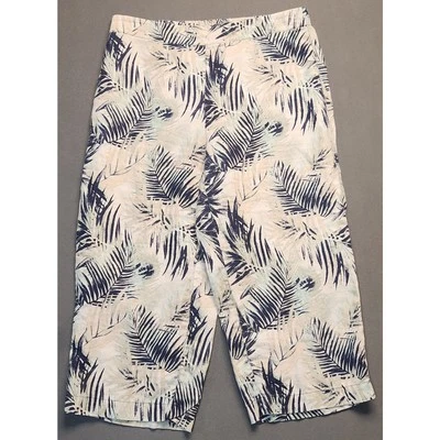 Pantalones capri tropicales florales de lino Chicos talla 0 pequeños para mujer - cintura 29" Foto 1 de 4