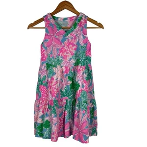 Lilly Pulitzer Girls Mini Lorina Dress Pink Green Size Large 8-10 - Picture 1 of 5