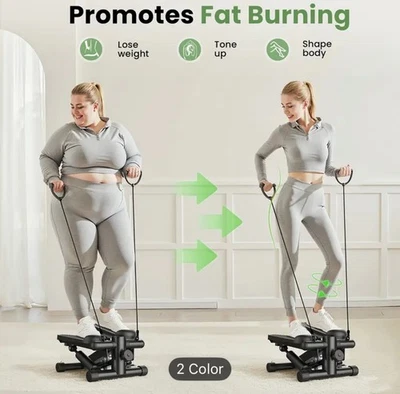 Mini Exercise Stepper with Resistance Bands - Compact Stair Stepper Machine - Image 1 of 4