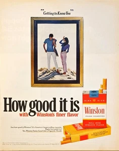 Winston gefilterte Zigaretten Kennenlernen Paar 1972 Vintage Printanzeige - Bild 1 von 1