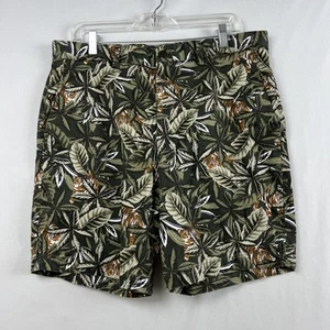 Banana Republic Aiden Shorts Herren 34 grün Tiger Dschungel Safari Baumwolle Stretch - Bild 1 von 13