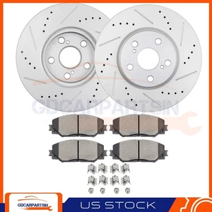 Brake Front Disc Rotors And Ceramic Pads Drilled Slot For 2009-2010 Pontiac Vibe - Foto 1 di 11