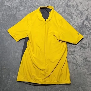 Nike Cycling Jersey Shirt Men's Medium Yellow Zip Front Short Sleeve Dri-Fit - Picture 1 of 10