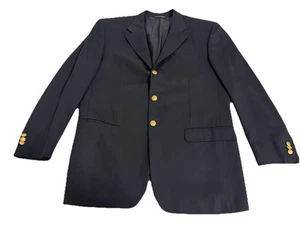 Ermenegildo Zegna 54/ 56R 100% Wool Navy Blue Blazer Gold Buttons Hand-Made - Picture 1 of 11