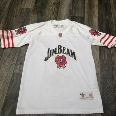 Camiseta Jim Bean masculina adulta grande branca feixe vermelho fórmula A padrão desde 1795 - Imagem 1 de 4