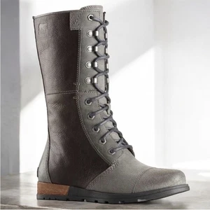SOREL Major Maverick Mid Calf Zip Boots Sz 10.5 Leather Grey Outdoor Combat - Picture 1 of 11