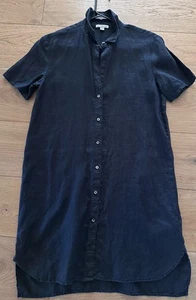 Vestido Camisa James Perse Estándar Lino Talla 2 Mediano Negro Abotonado Silencioso Lujo - Imagen 1 de 6