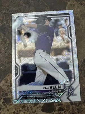 2021 Bowman Chrome Prospects Mojo Refractor #BCP-3 Zac Veen Colorado Rockies - Image 1 of 2