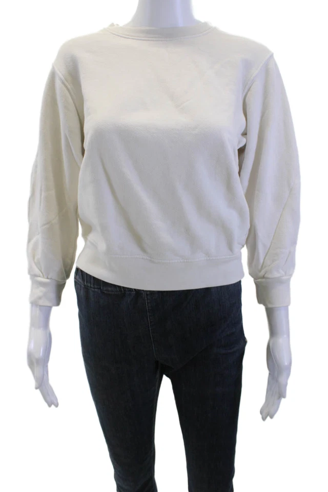 Sudadera Pullover Sundry Mujer Blanca Cuello Redondo Manga 3/4 Algodón Talla 0 Foto 1 de 4