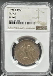 1935-S Texas Commemorative 50c Half Dollar NGC MS66 *SC - Picture 1 of 4