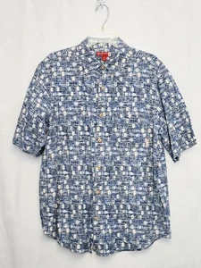 Guess Men's Button-Up Shirt Linen Blend Blue Short Sleeve Pocket Size Large - Picture 1 of 8