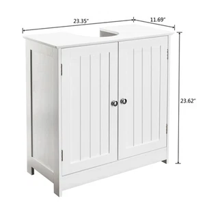 Bathroom Sink Cabinet Base Sink Cabinet with Door White Waterproof - Picture 1 of 7