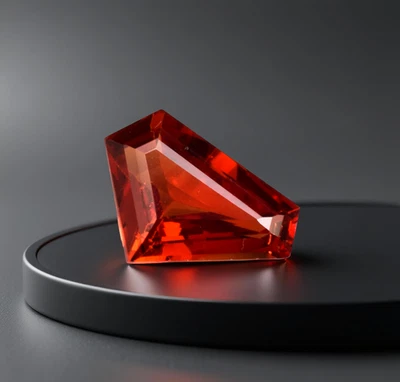 Lab Grown Orange Color Sapphire 4.10 Ct Certified Trillion Cut Loose Gemstone - Image 1 of 4