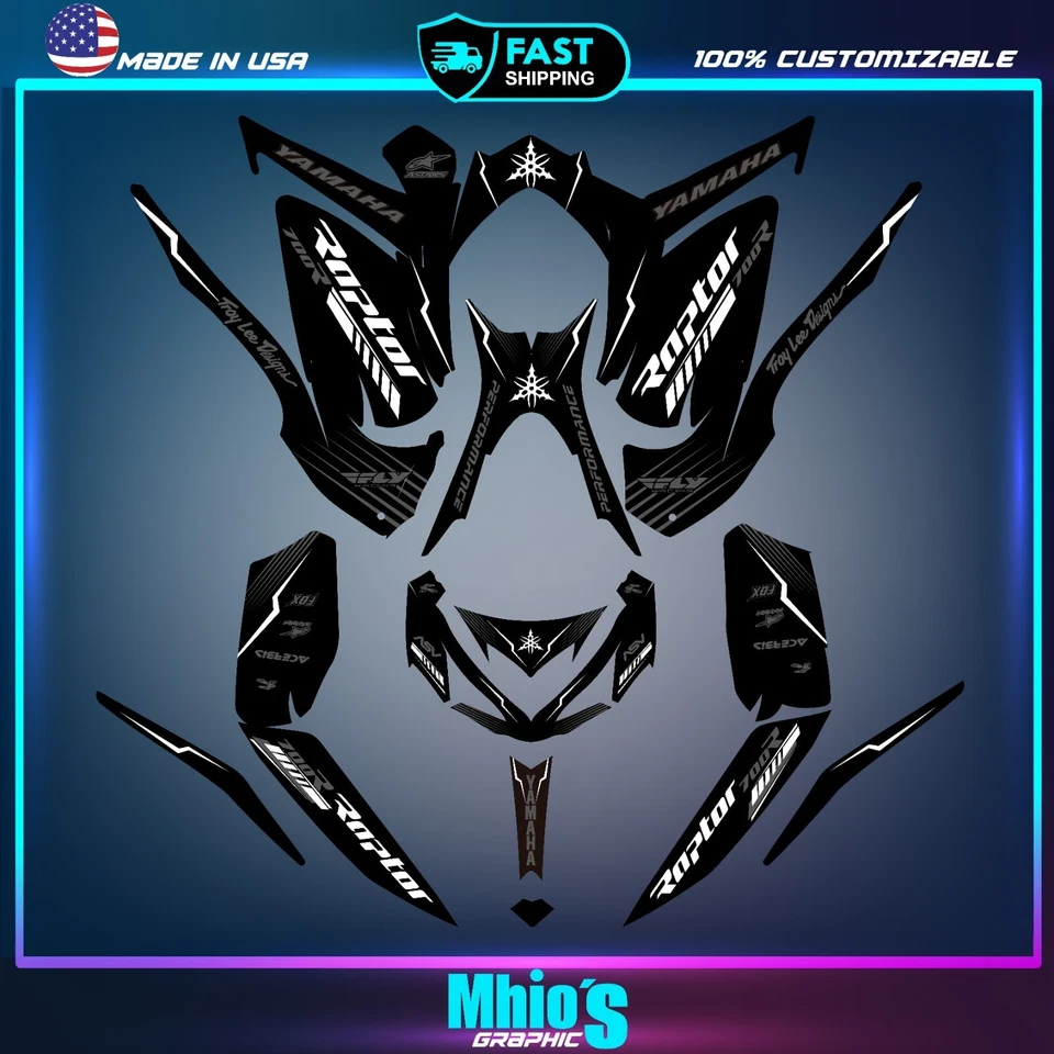 Yamaha Raptor 700 700R Grafik Kit 2013 2014 2017 bis 2025 Decals Aufkleber ATV - Bild 1 von 4