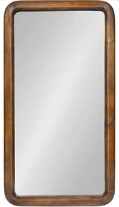 Wall Mirror with Modern Rounded Rectangular Walnut Frame 17” X 32” Decorative - Picture 1 of 7