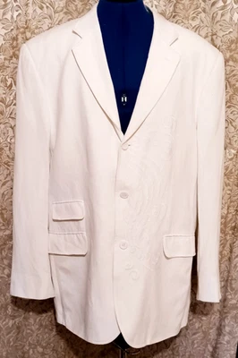 Chaqueta Blazer Abrigo Deportivo EMPRA Para Hombre Blanco Lino Bordado Talla L ¡LEER!! Foto 1 de 4