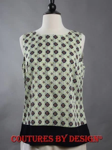 St John Strick Seide Tank, Top, Shell hellweiß bunt/marine Gr. 10 Neu mit Etikett UVP $ 465 - Bild 1 von 4