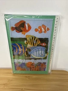 Vintage 90’s Tropical Fish Mini Address Book 5.5” X 4” Green  - Picture 1 of 4