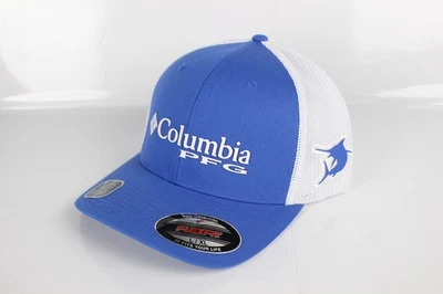 Columbia Men's PFG Logo Mesh Ball Cap High Crown L/XL Blue White Sailfish - Image 1 of 4