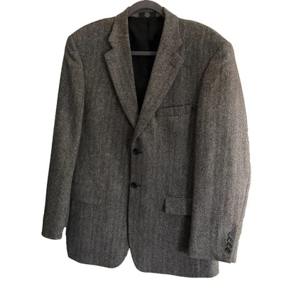 Stafford Men's 40R Gray Suit Jacket Sports Coat Wool Herringbone - Image 1 of 4