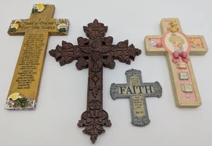4 cruces de pared vintage decoración del hogar detalles de pergamino de resina colgante de pared - Imagen 1 de 14