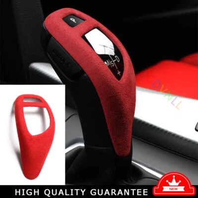 Cubierta de perilla de cambio de marchas de consola central para BMW Serie 1 2 2012-2019 gamuza roja Foto 1 de 4