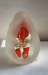 Svaja ART Glass Paperweight Fire Lampwork Frosted Cut Glass Ring Sculpture - Picture 1 of 5