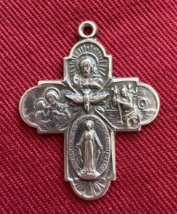 Vintage Sterlingsilber Anhänger Vier-Wege Kreuz 1 1/8" H-P49 - Bild 1 von 4