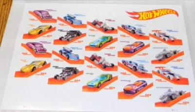 HOT WHEELS~50TH ANNIVERSARY FOREVER STAMPS 2018 USPS - SHEET OF 20 { MINT } - Image 1 of 4