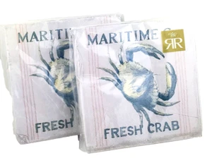 2-Pack Roberts & Reid Maritime Co FRESH CRAB Beverage Napkins 40 Count Nautical - Picture 1 of 3