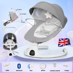 Bluetooth Electric Baby Swing Infant Music Cradle Bouncer Chair Rocker Remote UK - Picture 1 of 5