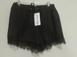 Miss Shop Black Lace Trim Elastic Waist Shorts Boho Size 8 - Picture 1 of 10